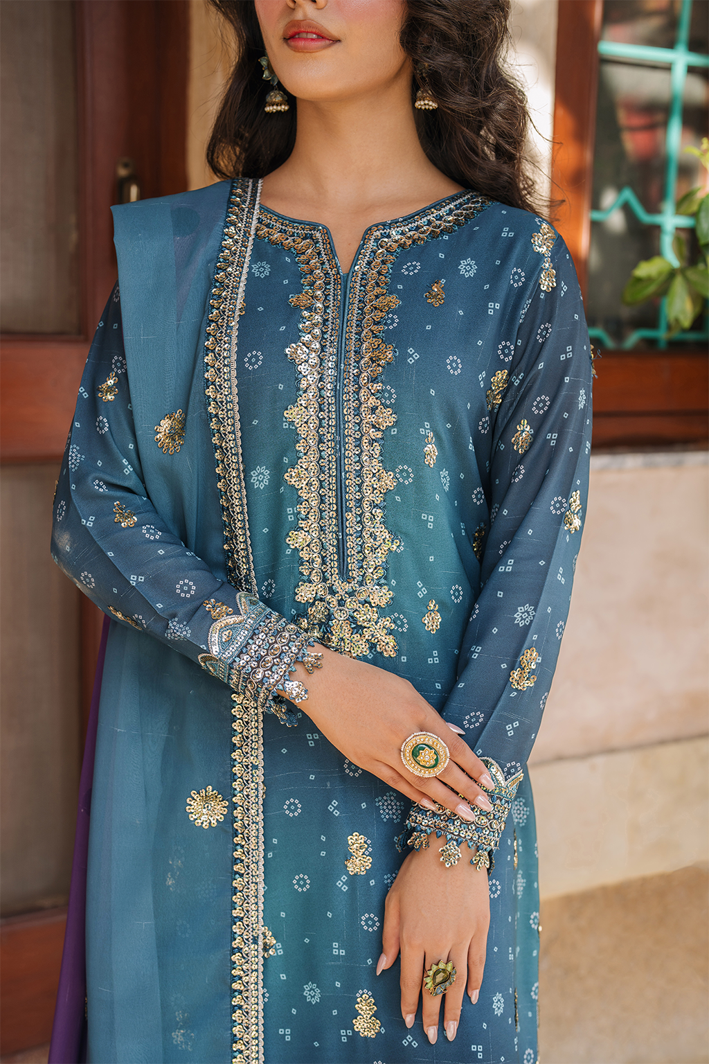 Iznik | Bandhani Formals | UE-335 - by - Libasekhas UK - Registered Vendor of : Iznik - 100% Original Designer Dresss
