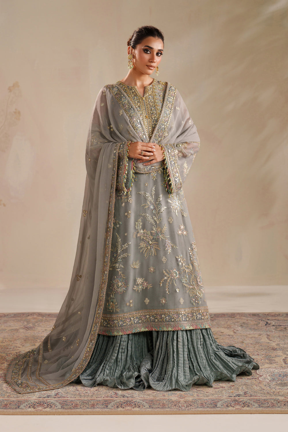 Baroque | Formals Collection | EMBROIDERED CHIFFON UF-4364 - by Libasekhas UK - Registered Vendor of : Baroque - 100% Original Designer Dress