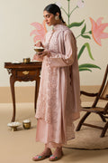 Cross Stitch | Chikankari Lawn 25 | PALE MAUVE - by - Libasekhas UK - Registered Vendor of : Cross Stitch - 100% Original Designer Dresss