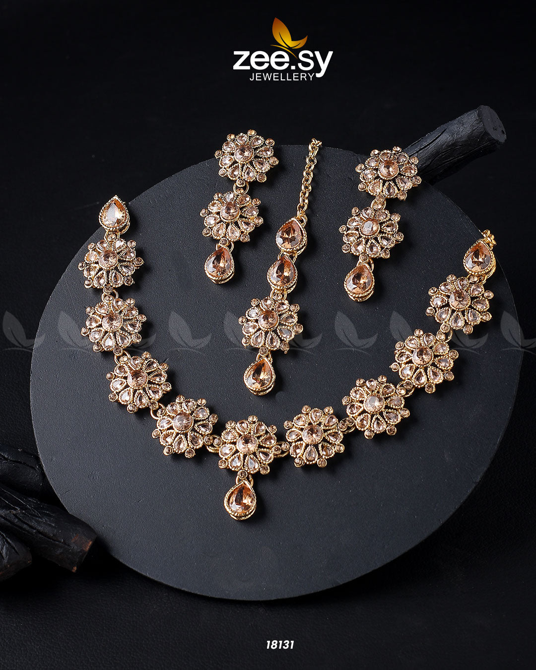Narcissus Necklace Set - by - Libasekhas UK - Registered Vendor of : Zeesy - 100% Original Designer Dresss