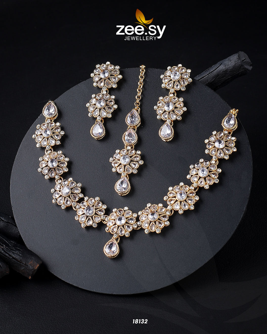 Narcissus Necklace Set - by - Libasekhas UK - Registered Vendor of : Zeesy - 100% Original Designer Dresss
