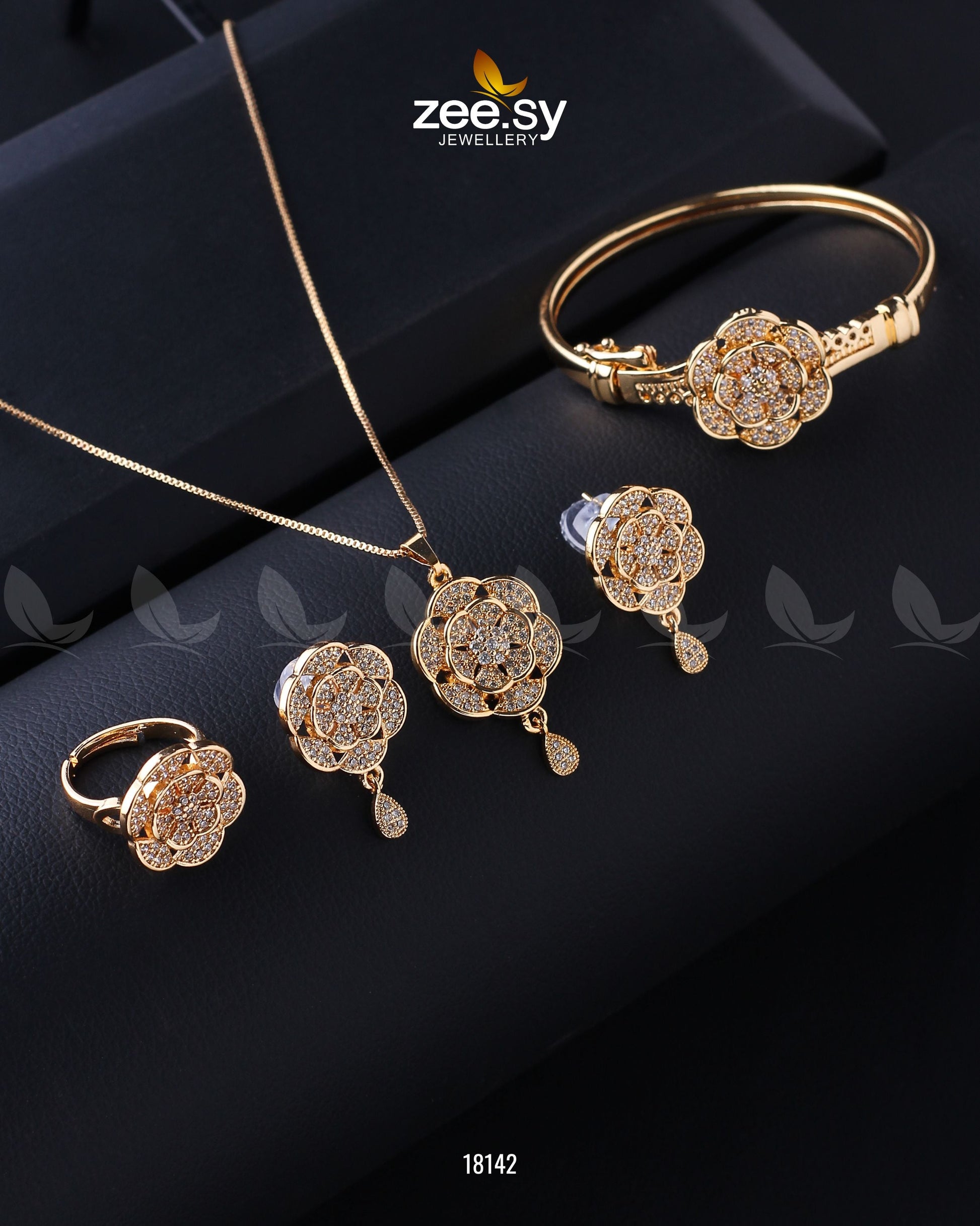 Petal Pendant Set - by - Libasekhas UK - Registered Vendor of : Zeesy - 100% Original Designer Dresss