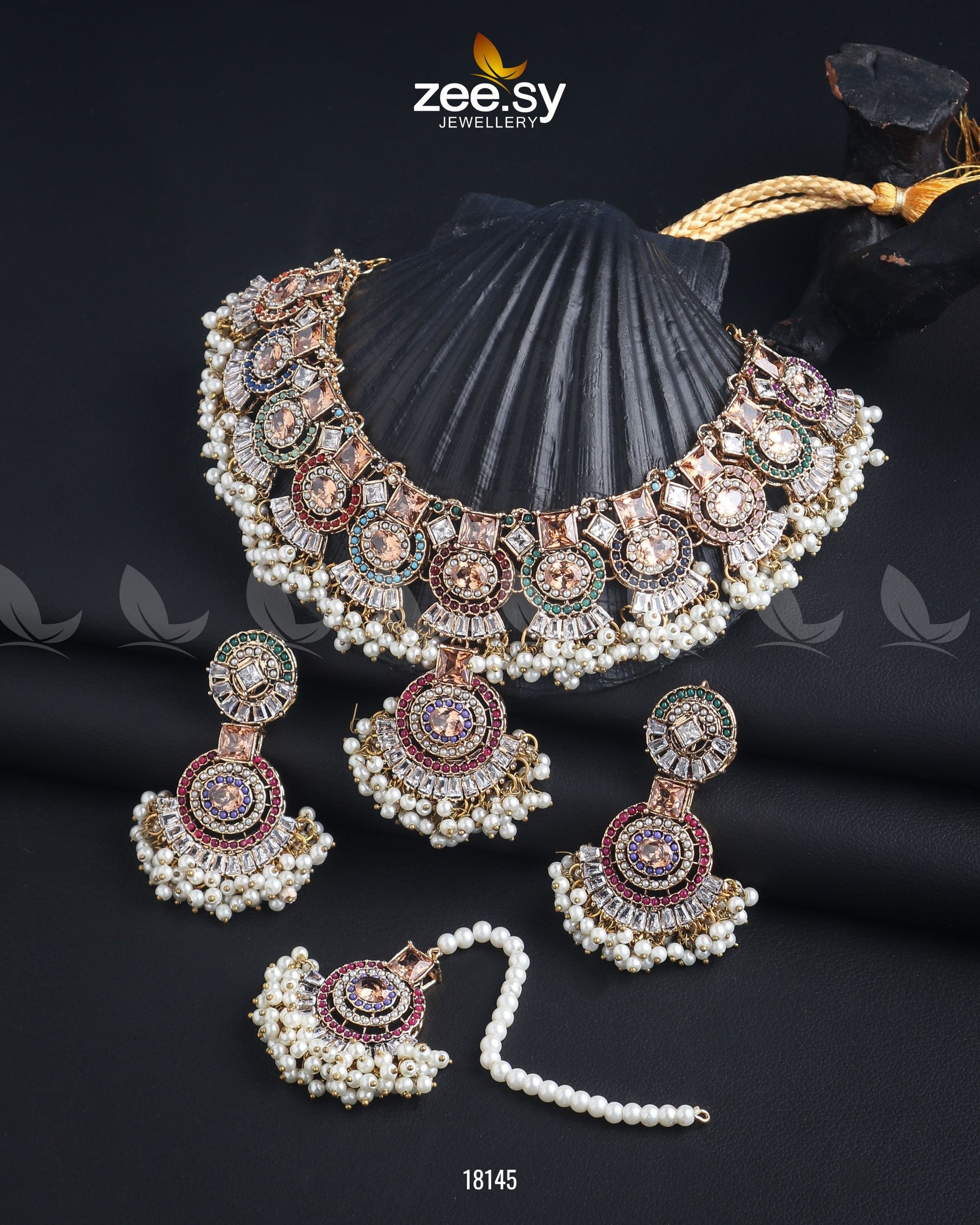 Anaya Necklace Set - by - Libasekhas UK - Registered Vendor of : Zeesy - 100% Original Designer Dresss