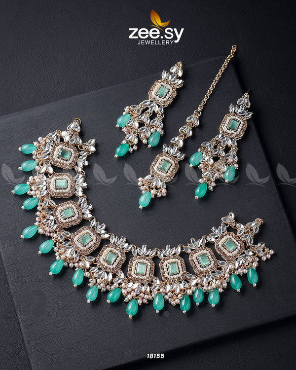Stephanotis Necklace Set - by - Libasekhas UK - Registered Vendor of : Zeesy - 100% Original Designer Dresss