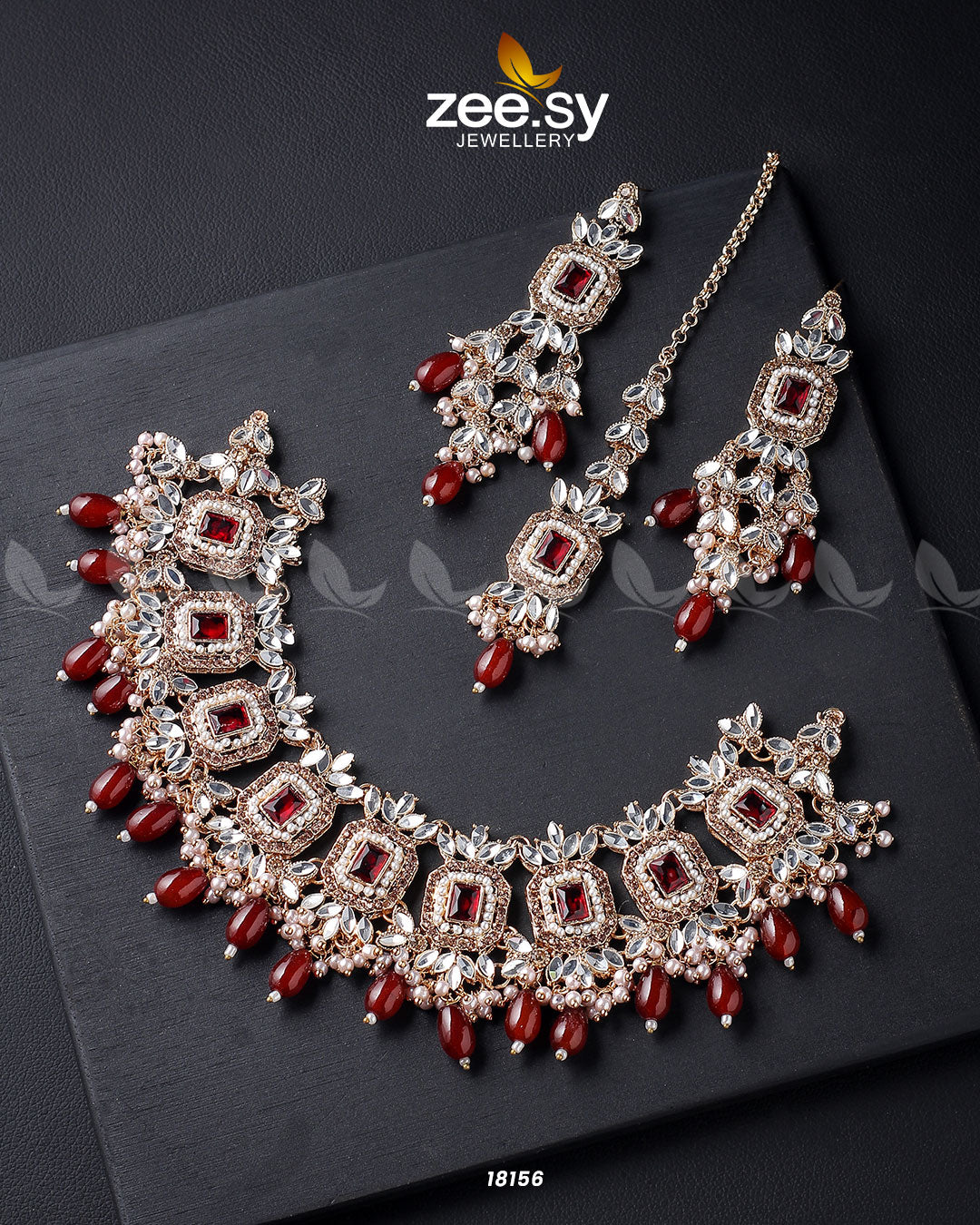 Stephanotis Necklace Set - by - Libasekhas UK - Registered Vendor of : Zeesy - 100% Original Designer Dresss