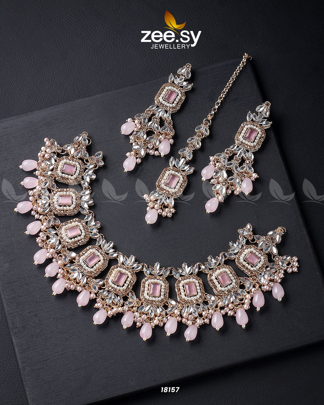 Stephanotis Necklace Set - by - Libasekhas UK - Registered Vendor of : Zeesy - 100% Original Designer Dresss