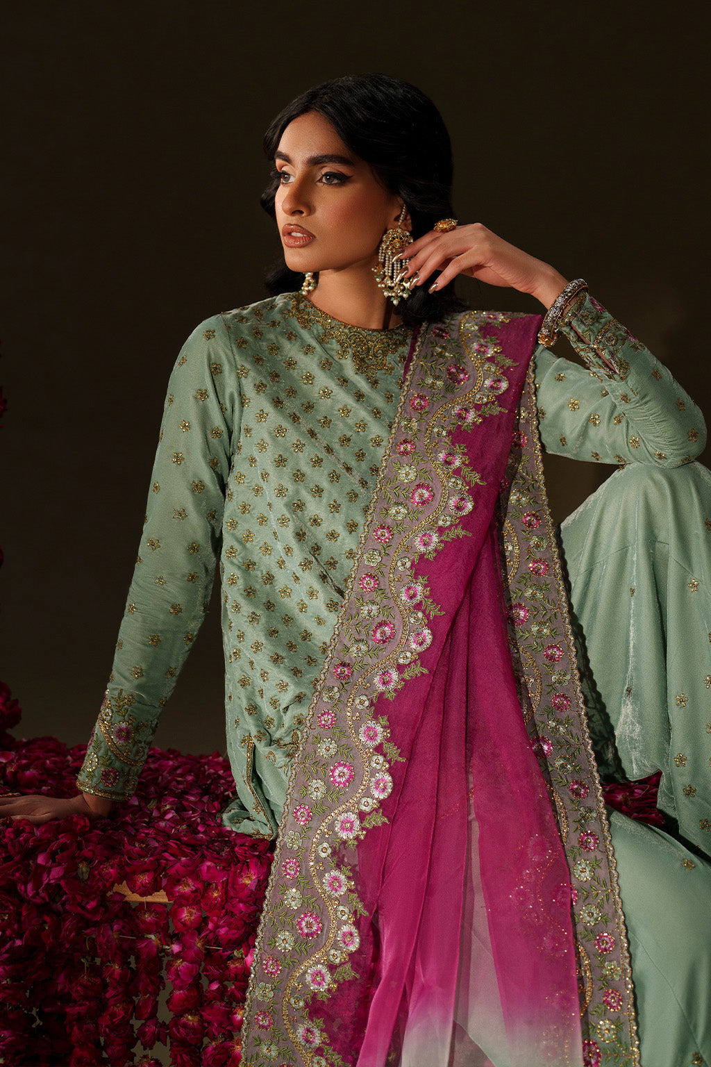 Iznik | Velvet 25 | IV-73 Embroidered Velvet - by Libasekhas UK - Registered Vendor of : Iznik - 100% Original Designer Dress