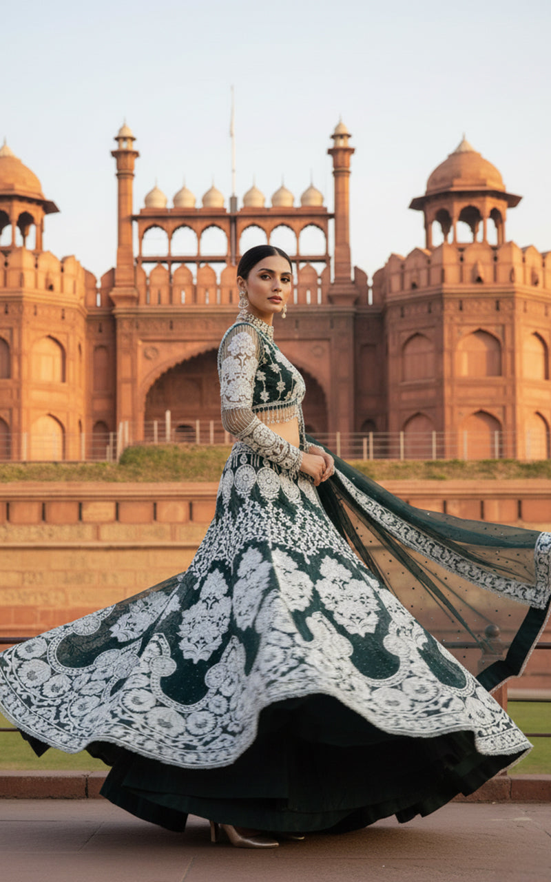 Threads and Motifs | Formal Outfits | Blouse With Lehenga - by Libasekhas UK - Registered Vendor of : Threads and Motifs - 100% Original Designer Dress