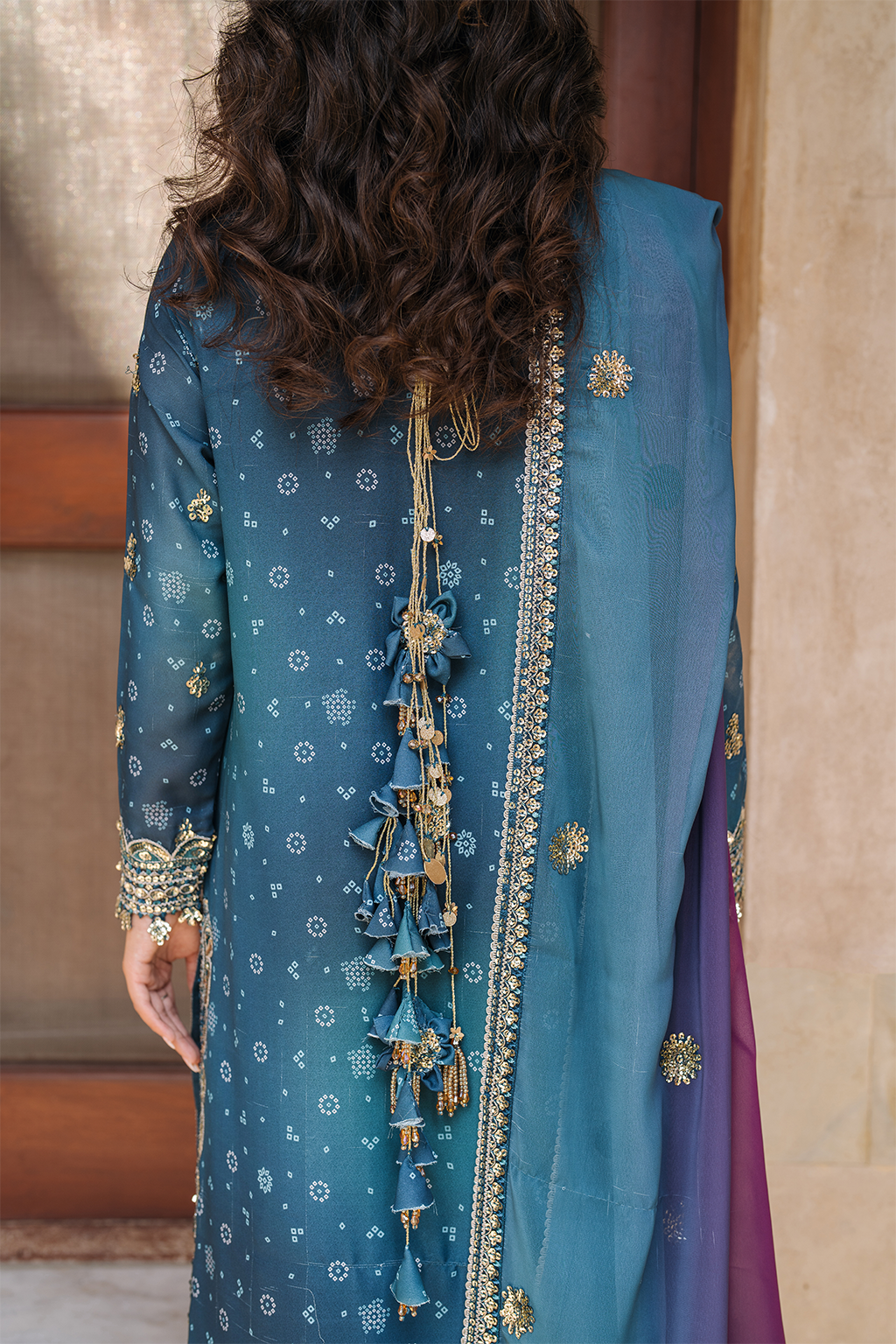 Iznik | Bandhani Formals | UE-335 - by - Libasekhas UK - Registered Vendor of : Iznik - 100% Original Designer Dresss
