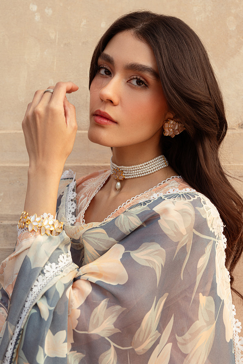 Cross Stitch | Premium Lawn 24 | SUNSET FLORA - by - Libasekhas UK - Registered Vendor of : Cross Stitch - 100% Original Designer Dresss