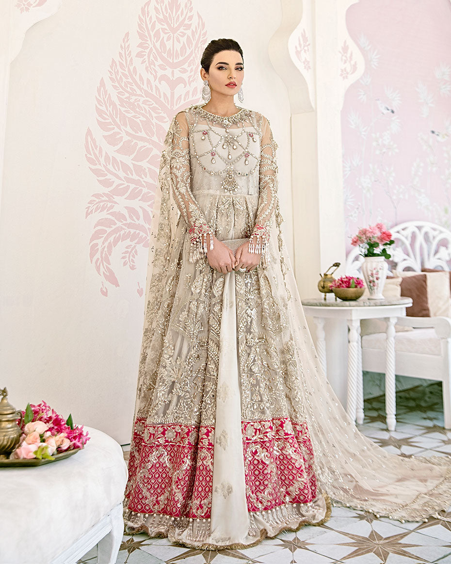 Gulaal | Wedding Formals | Jeune Embroidered Net 3-Piece Suit WS-02 - by - Libasekhas UK - Registered Vendor of : Gulaal - 100% Original Designer Dresss