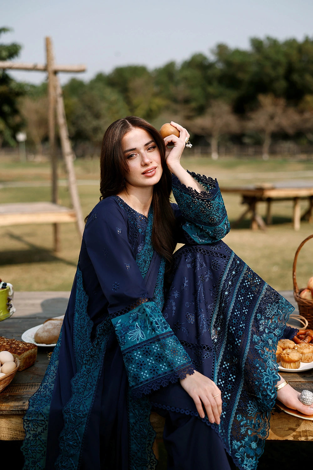 Azure | Luxury Lawn 26 | Blueberry - by Libasekhas UK - Registered Vendor of : Azure - 100% Original Designer Dress