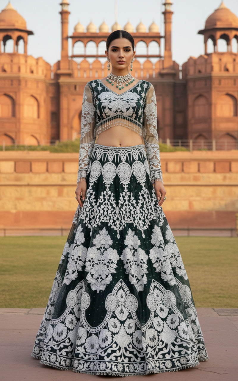 Threads and Motifs | Formal Outfits | Blouse With Lehenga - by Libasekhas UK - Registered Vendor of : Threads and Motifs - 100% Original Designer Dress