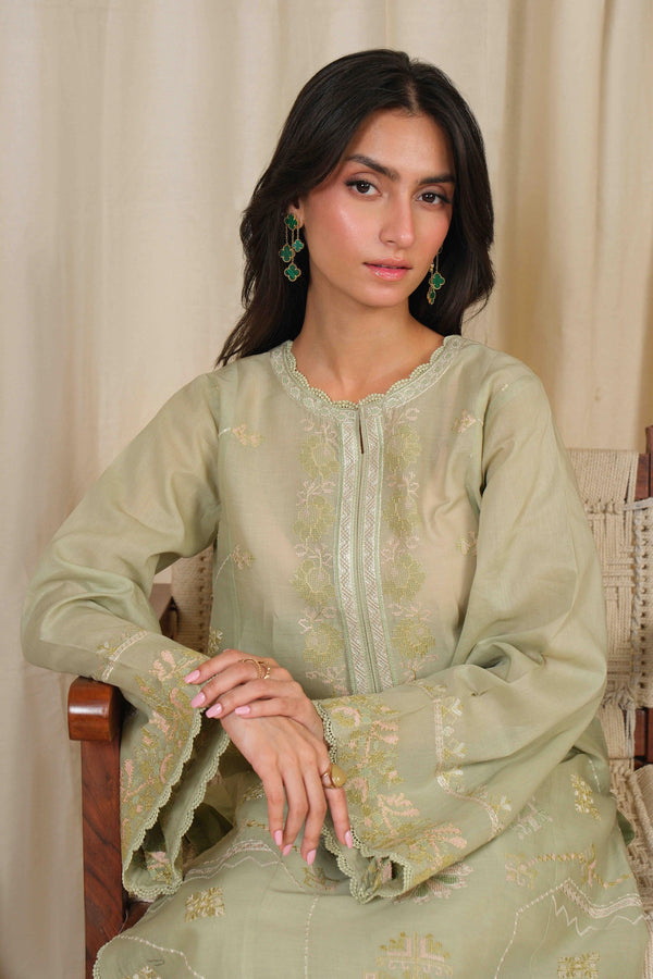 Noor by Saadia Asad | Noor Pret 25 | D4 - Muted Green - by Libasekhas UK - Registered Vendor of : Noor by Saadia Asad - 100% Original Designer Dress