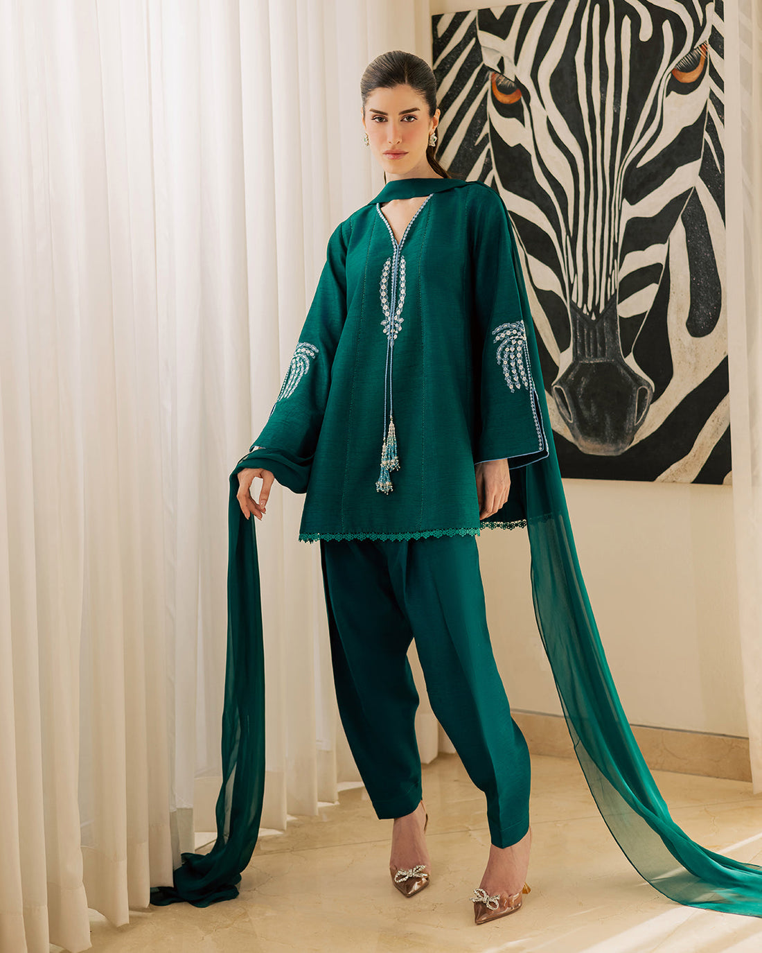 Sadaf Fawad Khan | Eva Luxury Pret 26 | Viridian - by Libasekhas UK - Registered Vendor of : Sadaf Fawad Khan - 100% Original Designer Dress
