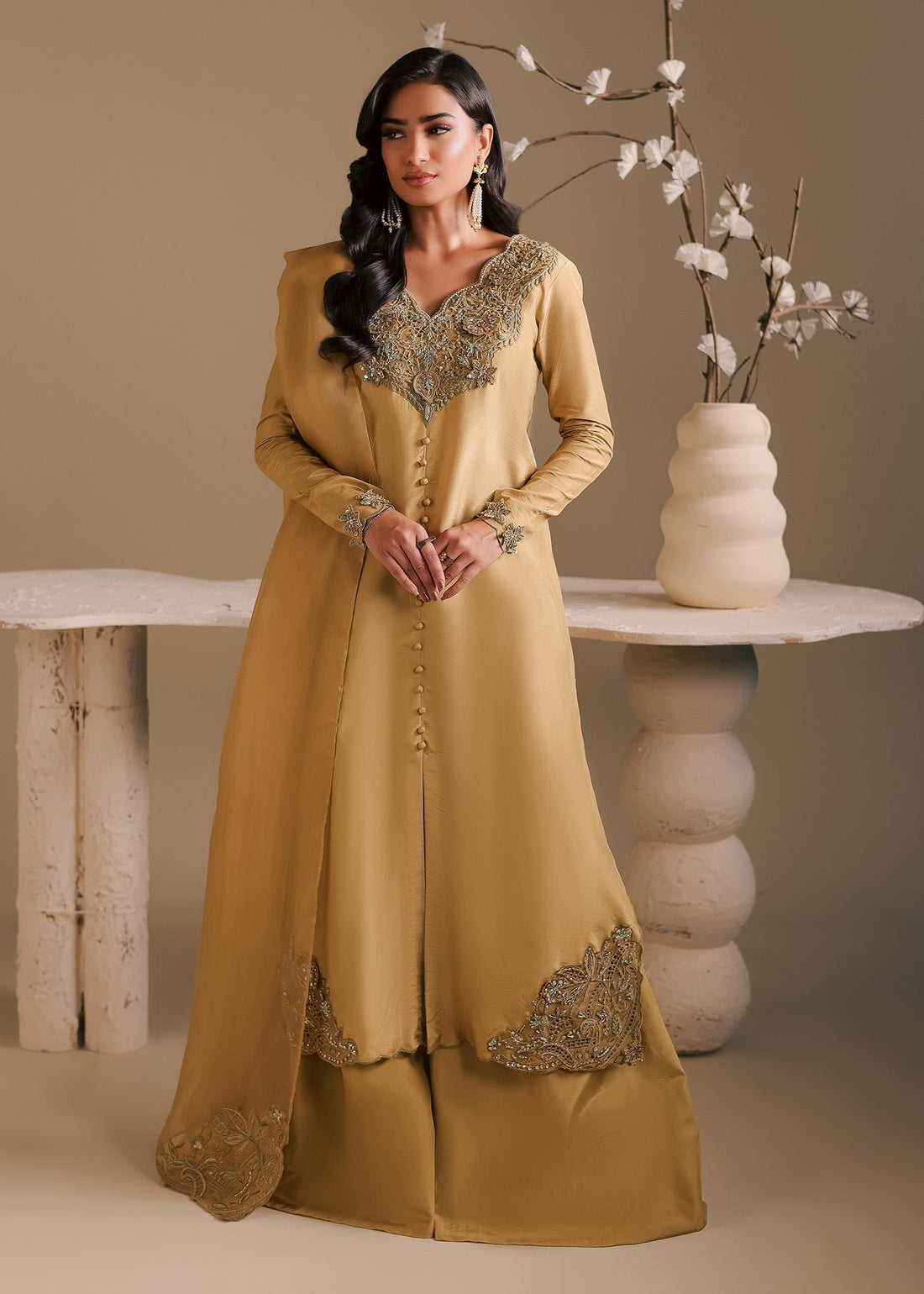 Maria Osama Khan | Noir Bliss Luxury Formals | Golden Ember - by Libasekhas UK - Registered Vendor of : Maria Osama Khan - 100% Original Designer Dress