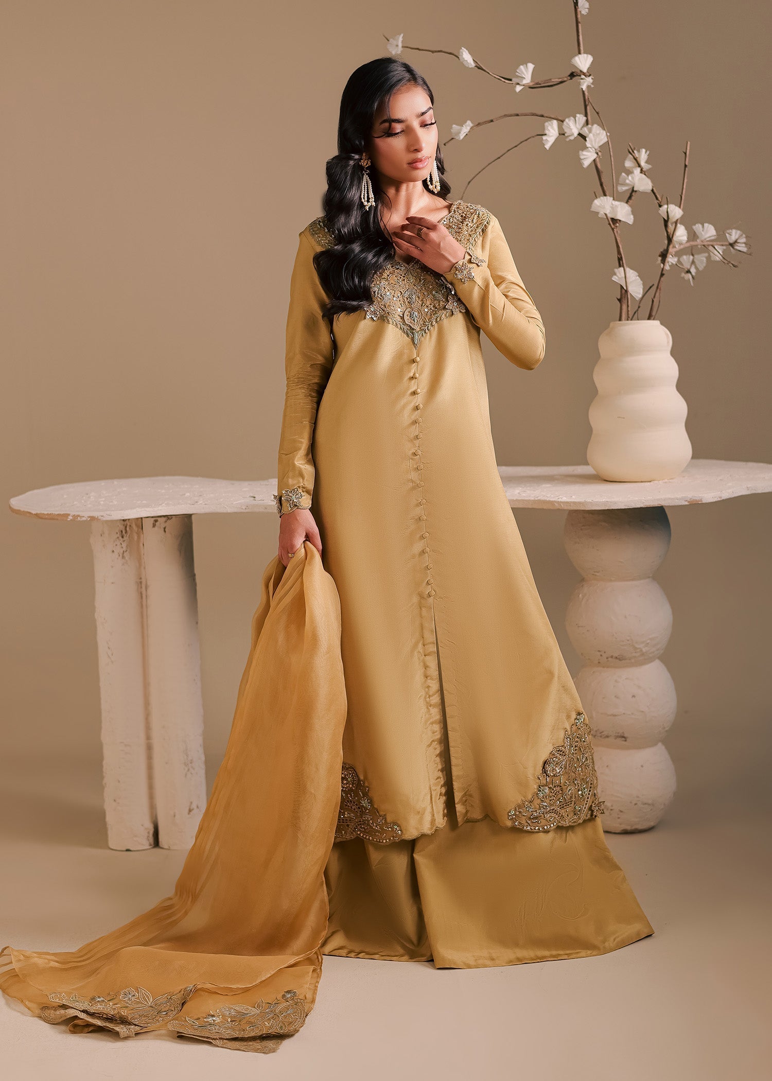 Maria Osama Khan | Noir Bliss Luxury Formals | Golden Ember - by Libasekhas UK - Registered Vendor of : Maria Osama Khan - 100% Original Designer Dress