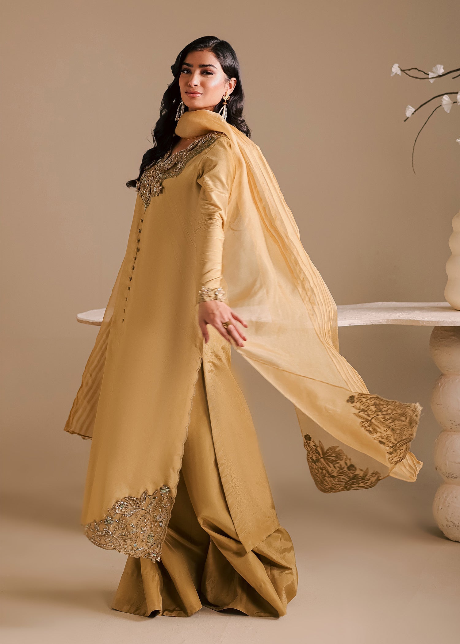 Maria Osama Khan | Noir Bliss Luxury Formals | Golden Ember - by Libasekhas UK - Registered Vendor of : Maria Osama Khan - 100% Original Designer Dress