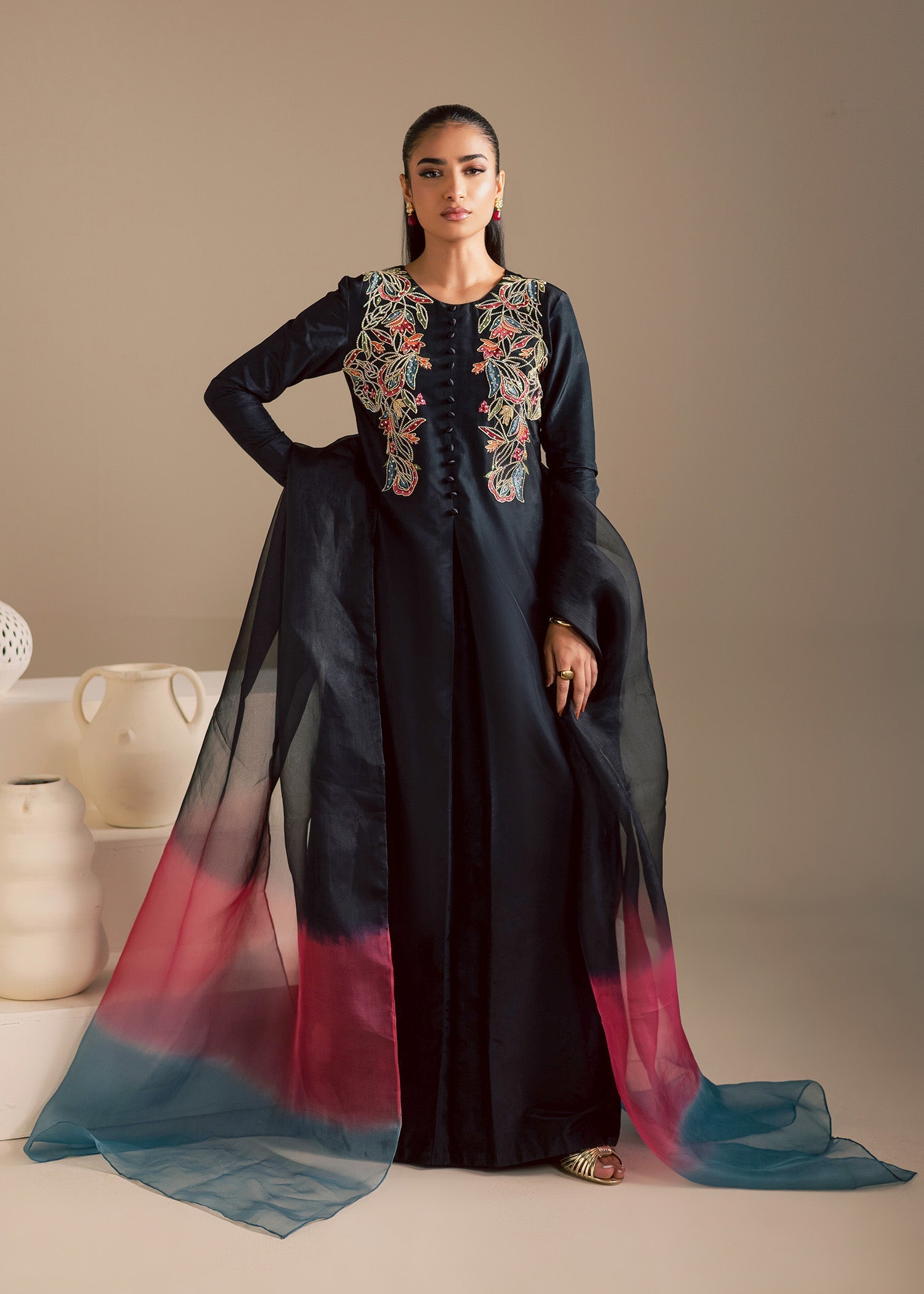 Maria Osama Khan | Noir Bliss Luxury Formals | Midnight Noir - by Libasekhas UK - Registered Vendor of : Maria Osama Khan - 100% Original Designer Dress