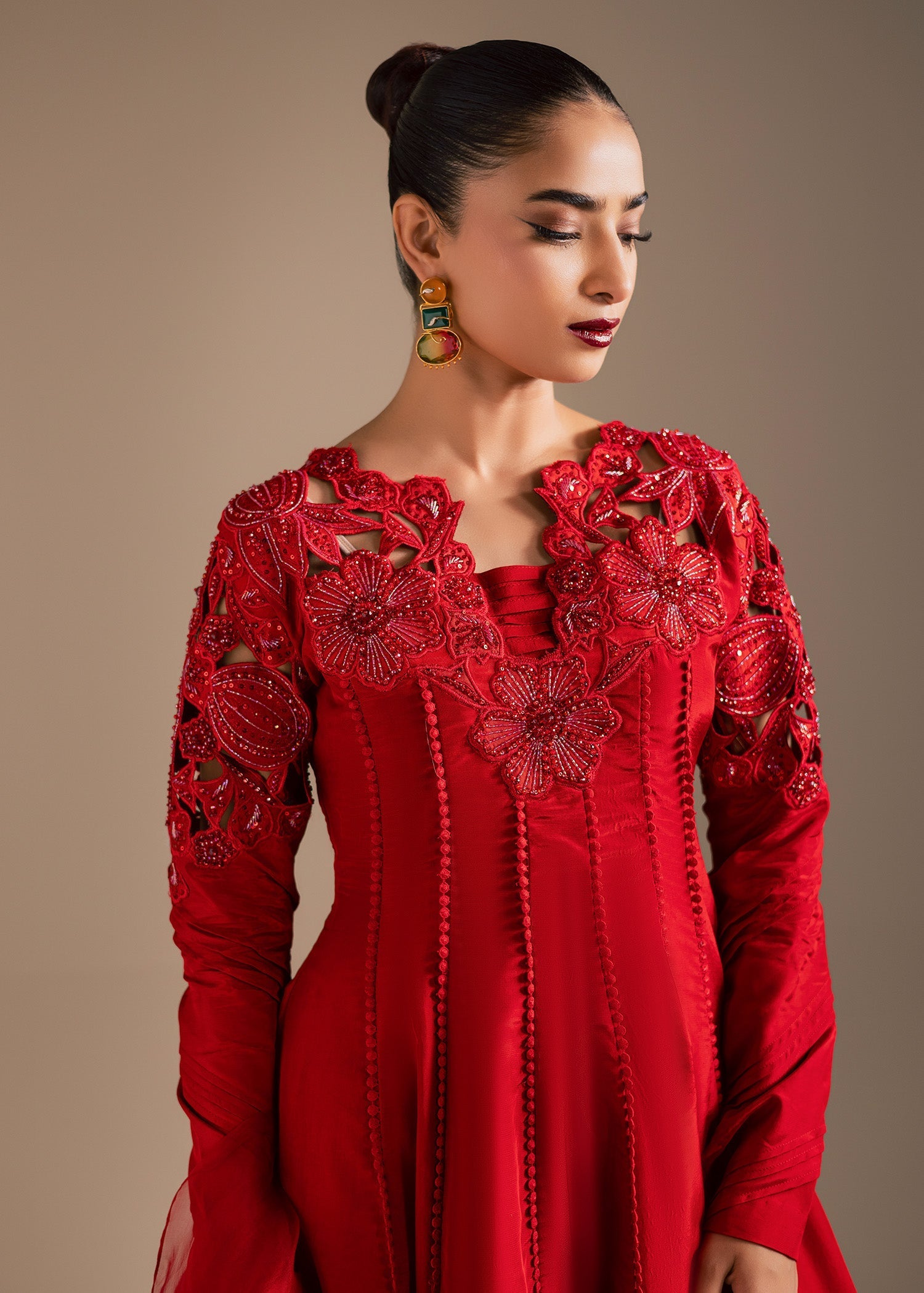 Maria Osama Khan | Noir Bliss Luxury Formals | Scarlet Mirage - by Libasekhas UK - Registered Vendor of : Maria Osama Khan - 100% Original Designer Dress