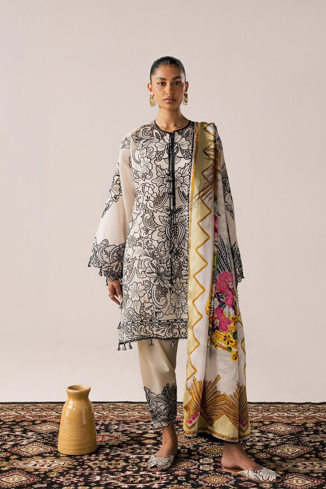 Elan | Stitched Pret 26 | ZEVARE (EL26-07 B ST) - by Libasekhas UK - Registered Vendor of : Elan - 100% Original Designer Dress