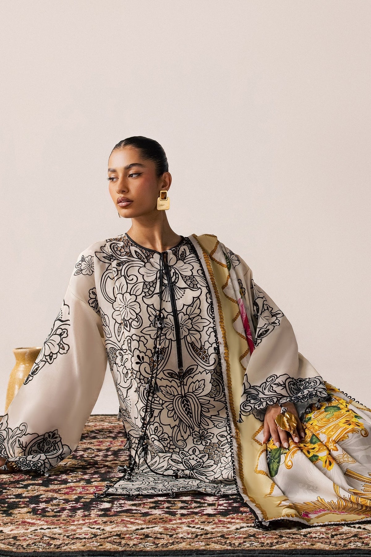Elan | Stitched Pret 26 | ZEVARE (EL26-07 B ST) - by Libasekhas UK - Registered Vendor of : Elan - 100% Original Designer Dress