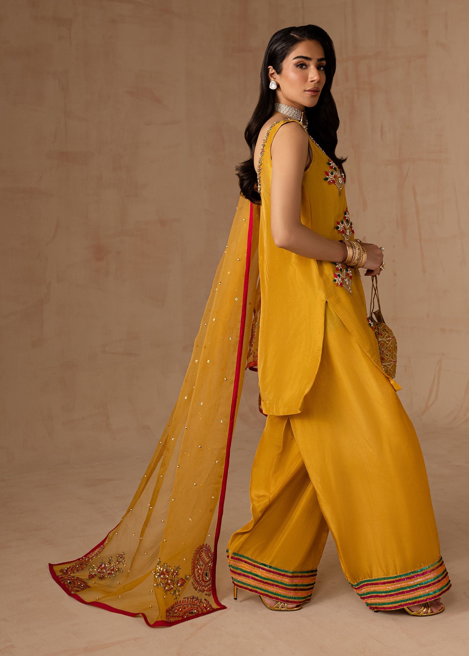 Maria Osama Khan | Noir Bliss Luxury Formals | Marigold Muse - by - Libasekhas UK - Registered Vendor of : Maria Osama Khan - 100% Original Designer Dresss