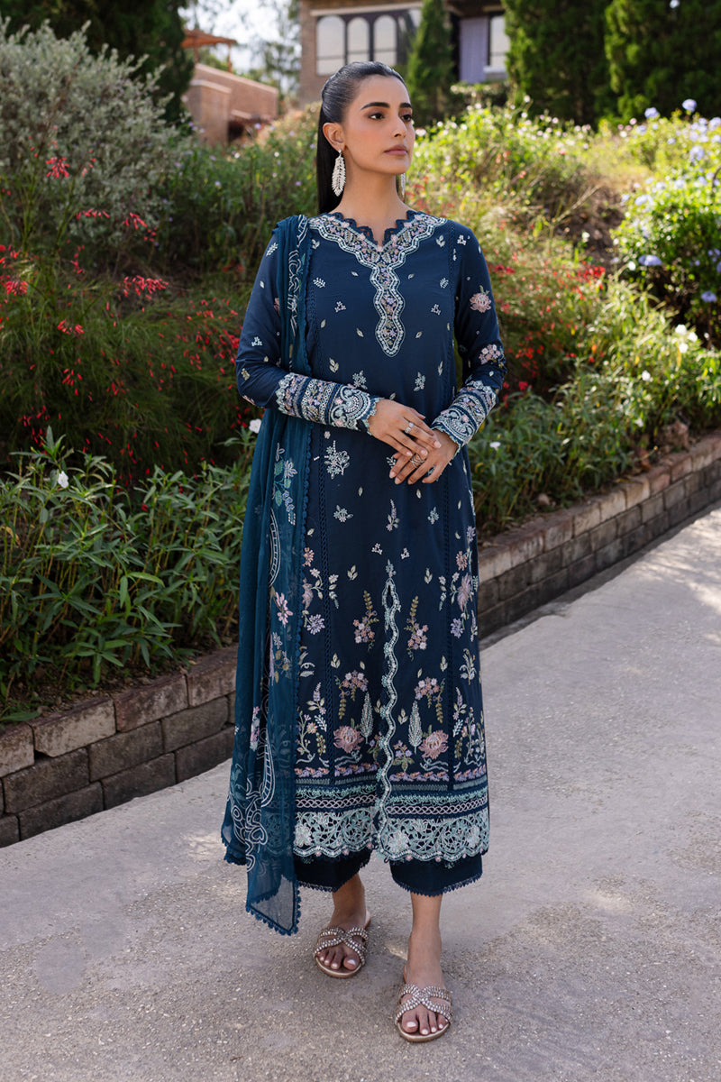 Qalamkar | Q Line Lawn 25 | QM-01 Bleu - by - Libasekhas UK - Registered Vendor of : Qalamkar - 100% Original Designer Dresss