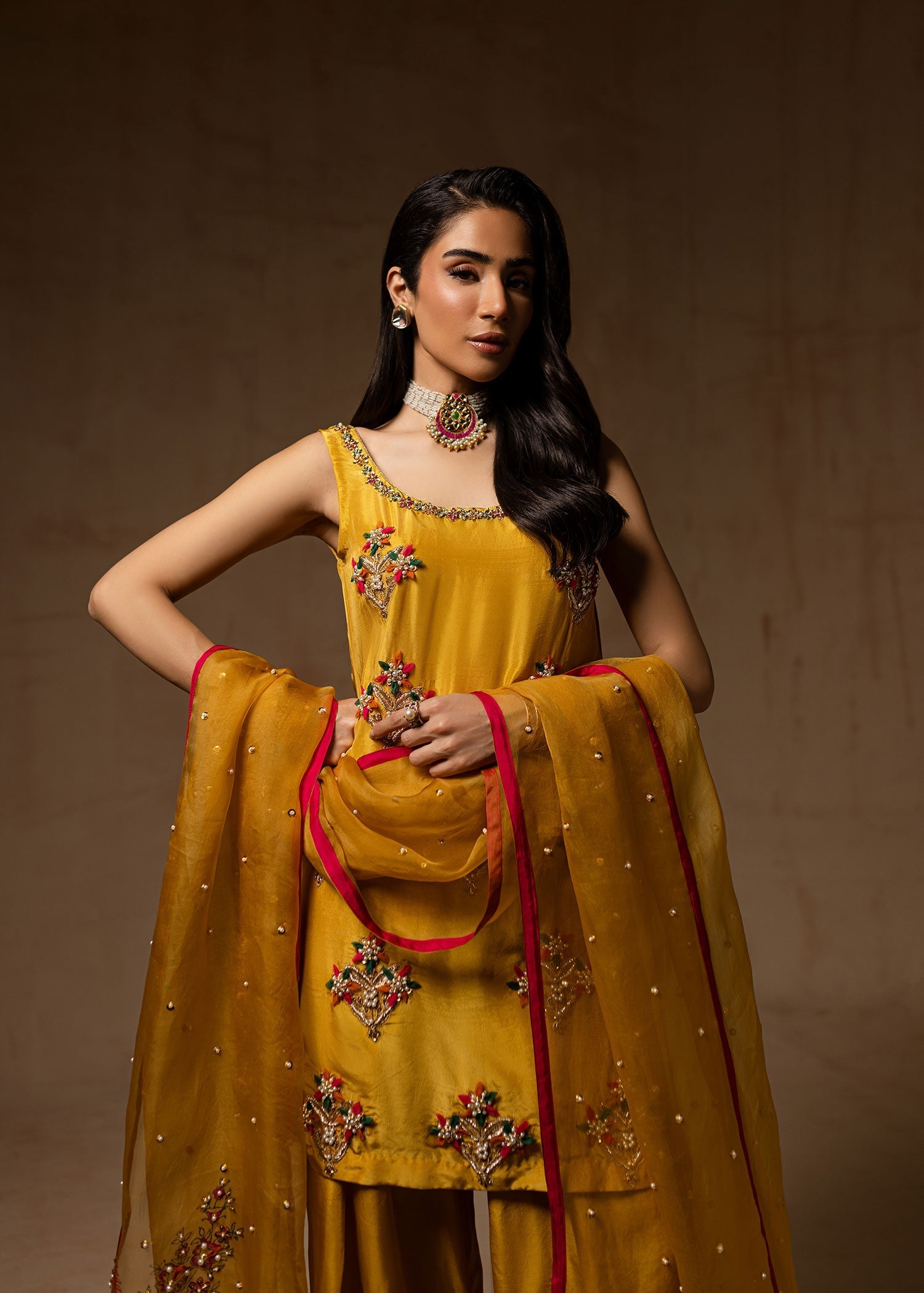 Maria Osama Khan | Noir Bliss Luxury Formals | Marigold Muse - by - Libasekhas UK - Registered Vendor of : Maria Osama Khan - 100% Original Designer Dresss