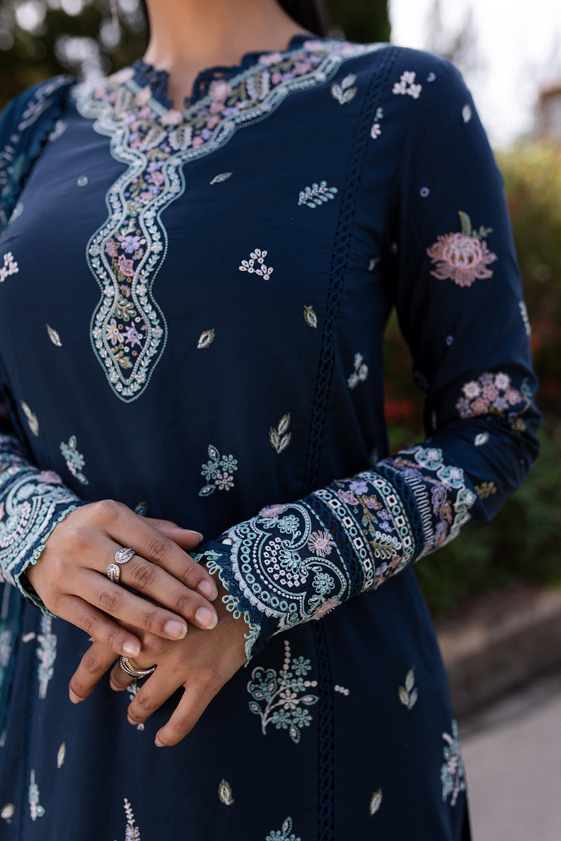 Qalamkar | Q Line Lawn 25 | QM-01 Bleu - by - Libasekhas UK - Registered Vendor of : Qalamkar - 100% Original Designer Dresss