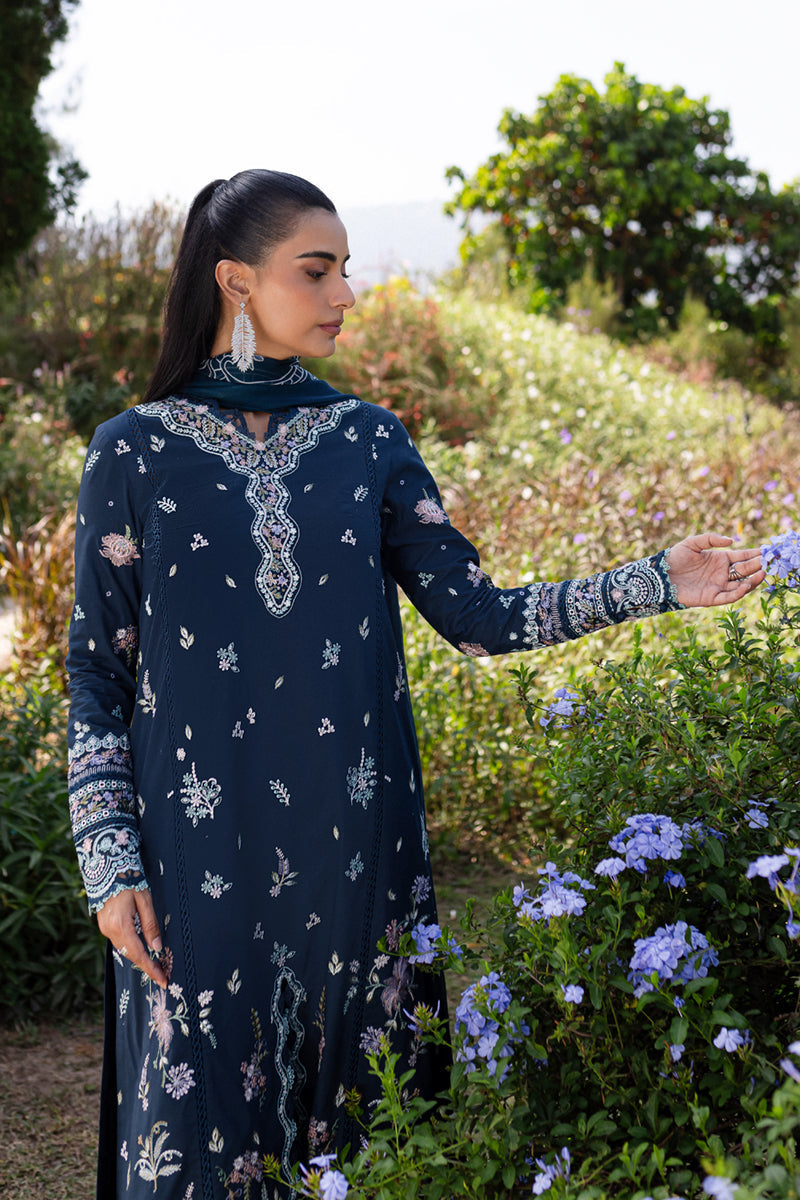 Qalamkar | Q Line Lawn 25 | QM-01 Bleu - by - Libasekhas UK - Registered Vendor of : Qalamkar - 100% Original Designer Dresss