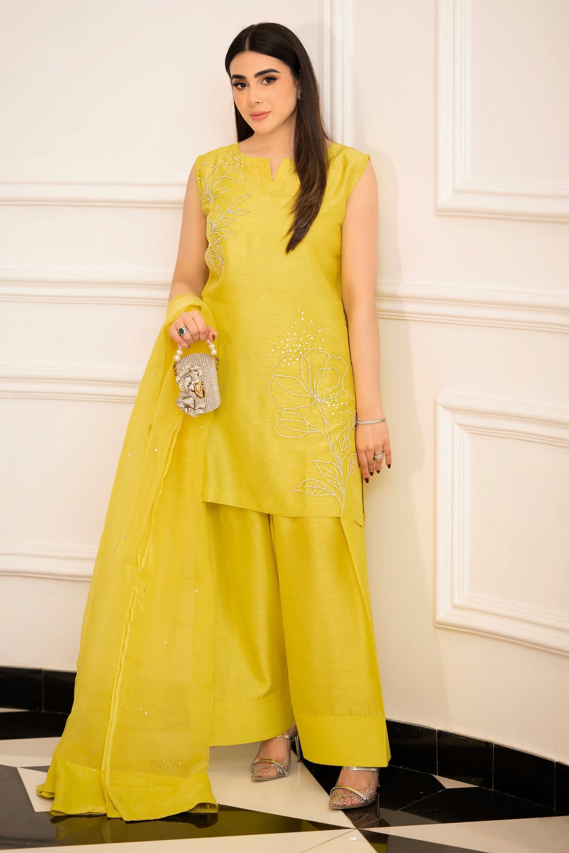 Hana | Signature Series | Lime Radiance - by - Libasekhas UK - Registered Vendor of : Hana - 100% Original Designer Dresss