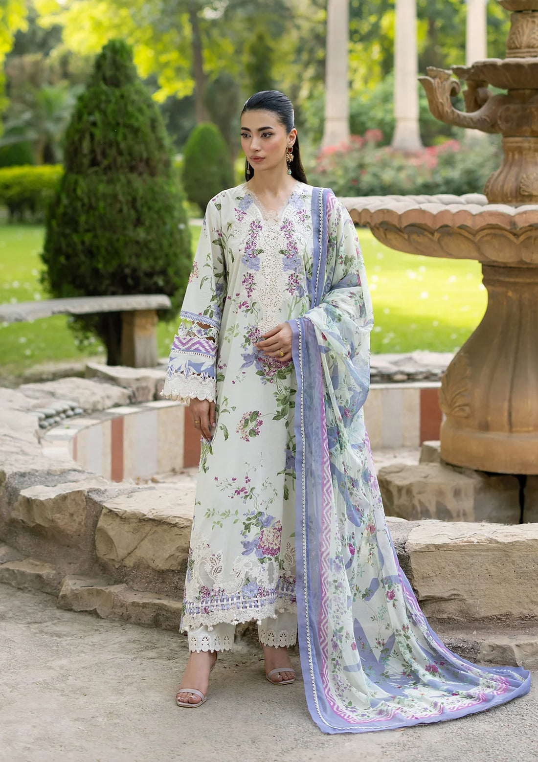 Elaf Premium | Signature Embroidered Lawn with Chiffon Collection 26 | ESG-3B KATIE - by Libasekhas UK - Registered Vendor of : Elaf Premium - 100% Original Designer Dress