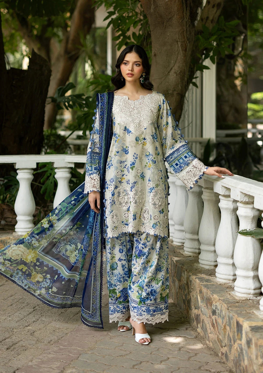 Elaf Premium | Signature Embroidered Lawn with Chiffon Collection 26 | ESG-8B CELINE - by Libasekhas UK - Registered Vendor of : Elaf Premium - 100% Original Designer Dress