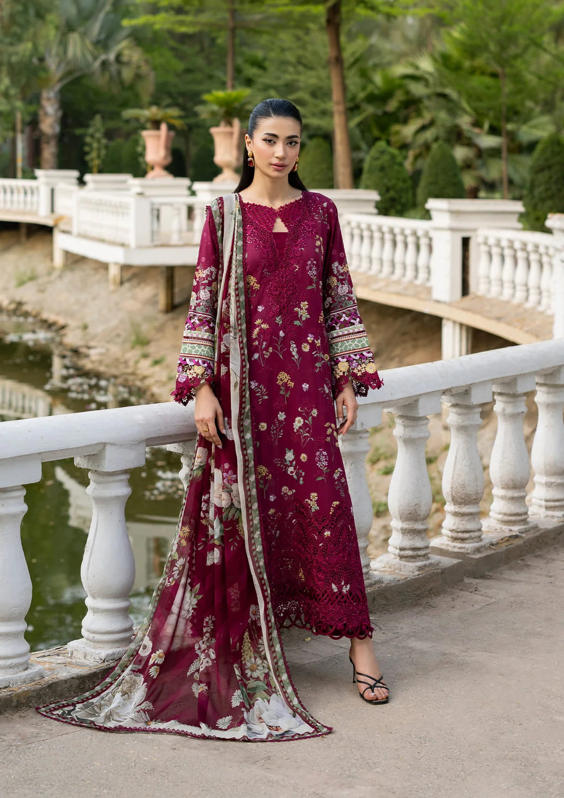 Elaf Premium | Signature Embroidered Lawn with Chiffon Collection 26 | ESG-2A NORA - by Libasekhas UK - Registered Vendor of : Elaf Premium - 100% Original Designer Dress