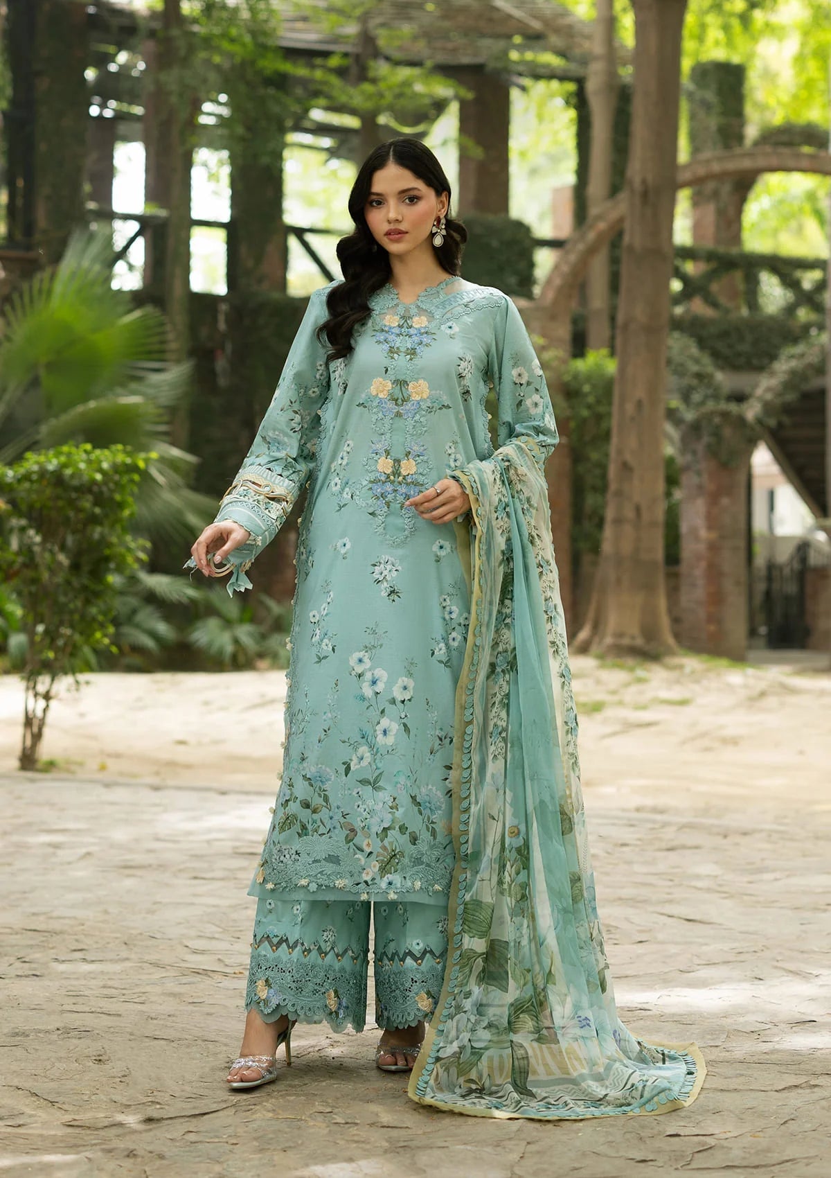 Elaf Premium | Signature Embroidered Lawn with Chiffon Collection 26 | ESG-6B ZARIA - by Libasekhas UK - Registered Vendor of : Elaf Premium - 100% Original Designer Dress