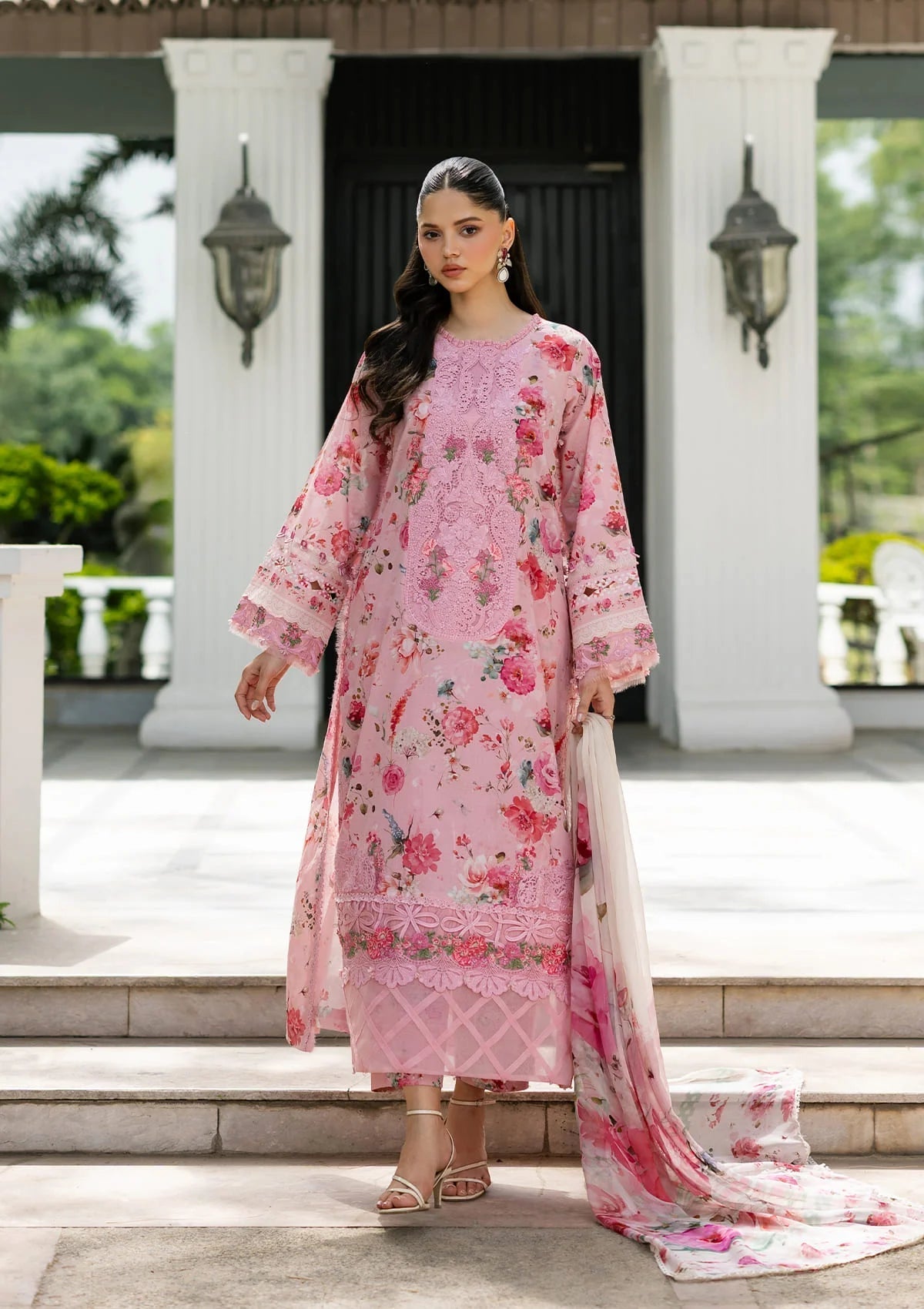 Elaf Premium | Signature Embroidered Lawn with Chiffon Collection 26 | ESG-4B MIRA - by Libasekhas UK - Registered Vendor of : Elaf Premium - 100% Original Designer Dress