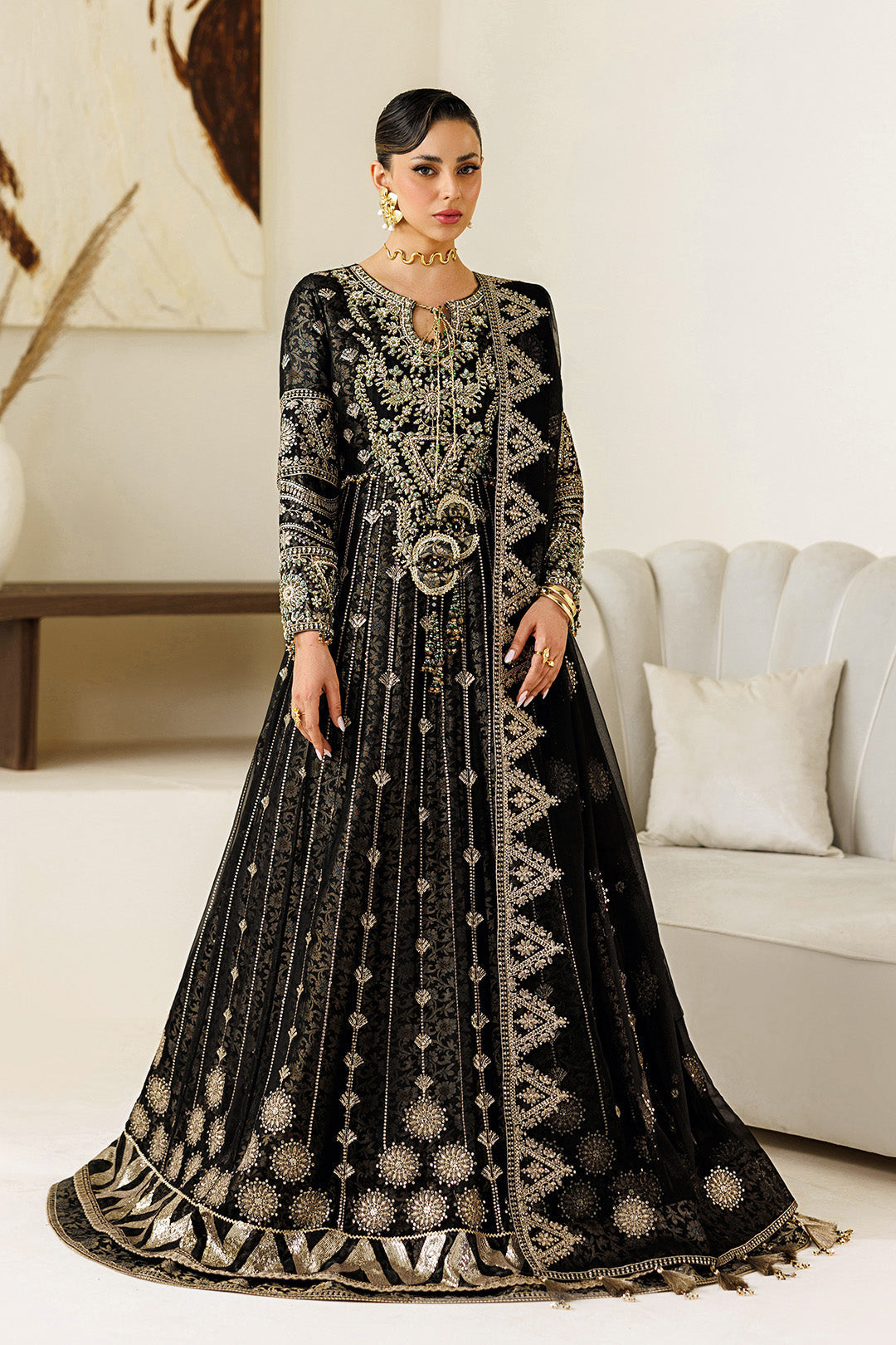 Alizeh | Aymal Luxury Bamber Chiffon | AF-BHM-4073-Blanc - by Libasekhas UK - Registered Vendor of : Alizeh - 100% Original Designer Dress