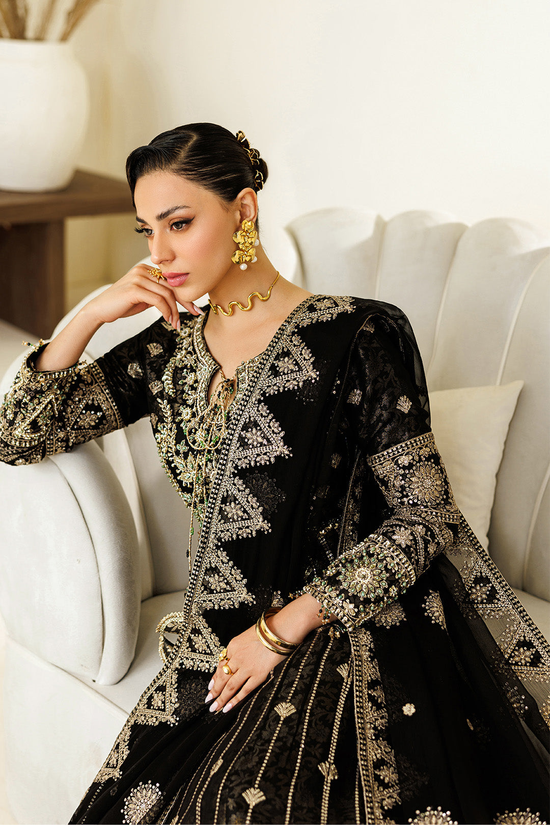 Alizeh | Aymal Luxury Bamber Chiffon | AF-BHM-4073-Blanc - by Libasekhas UK - Registered Vendor of : Alizeh - 100% Original Designer Dress