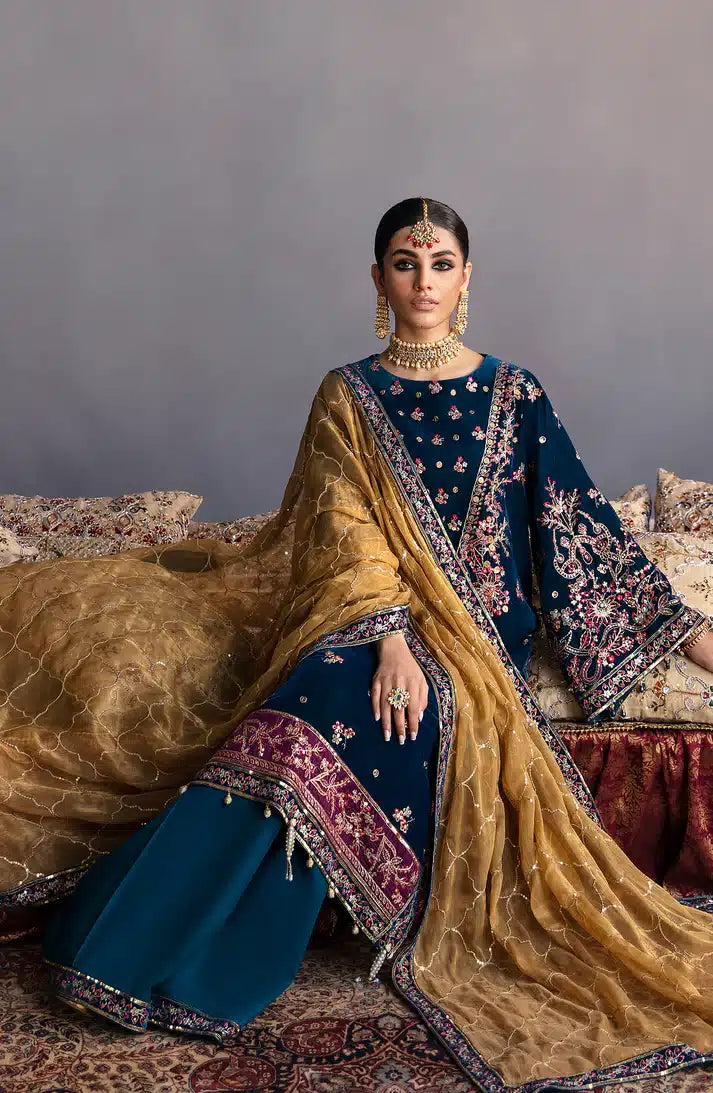 Emaan Adeel | Makhmal Velvet Edition 23 | MK-01 SUFINA - by - Libasekhas UK - Registered Vendor of : Emaan Adeel - 100% Original Designer Dresss