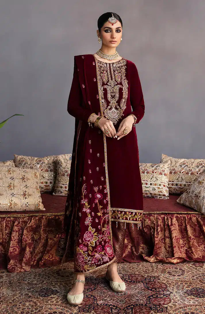 Emaan Adeel | Makhmal Velvet Edition 23 | MK-02 ROSHANAY - by - Libasekhas UK - Registered Vendor of : Emaan Adeel - 100% Original Designer Dresss