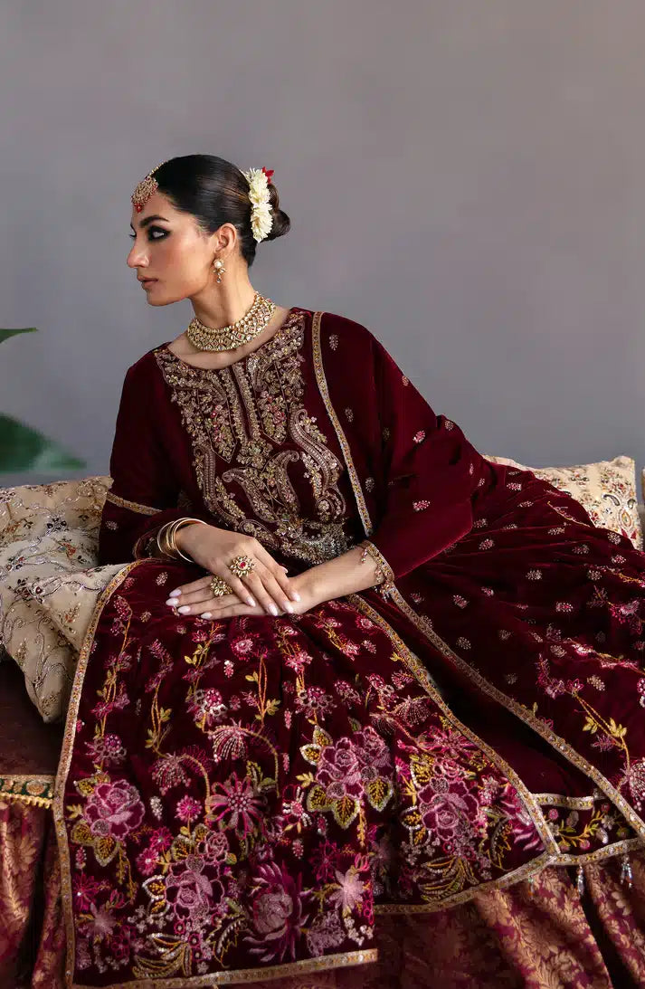 Emaan Adeel | Makhmal Velvet Edition 23 | MK-02 ROSHANAY - by - Libasekhas UK - Registered Vendor of : Emaan Adeel - 100% Original Designer Dresss