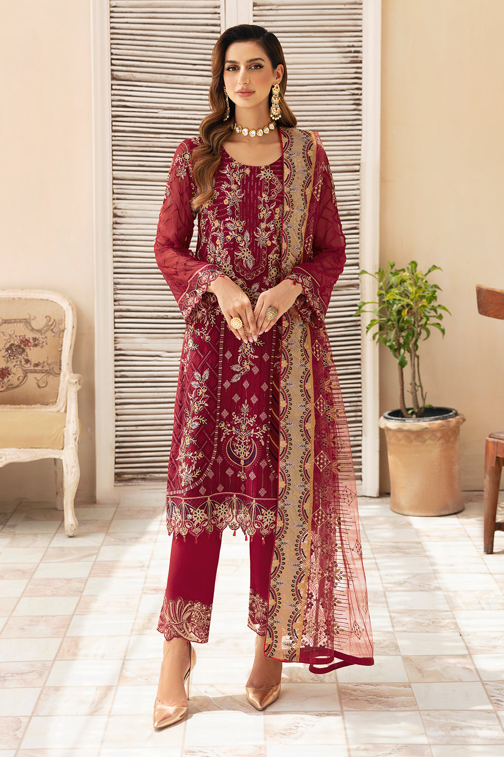 Ramsha | Chevron Chiffon Collection | A-907 - by - Libasekhas UK - Registered Vendor of : Ramsha - 100% Original Designer Dresss