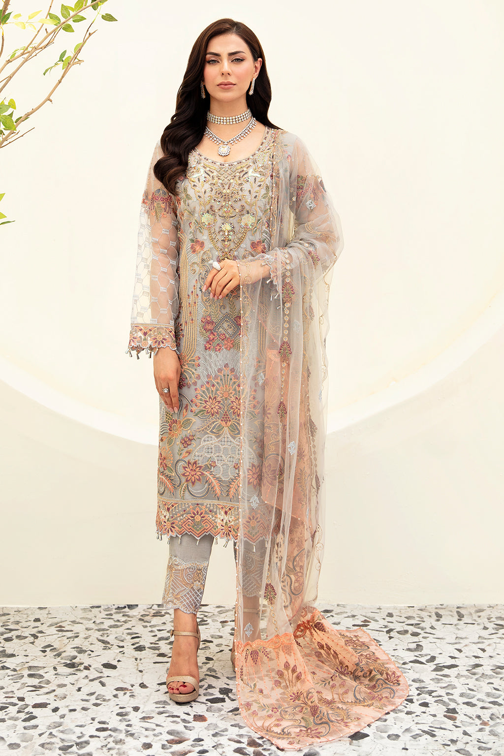 Ramsha | Minhal Organza Collection | M-909 - by - Libasekhas UK - Registered Vendor of : Ramsha - 100% Original Designer Dresss