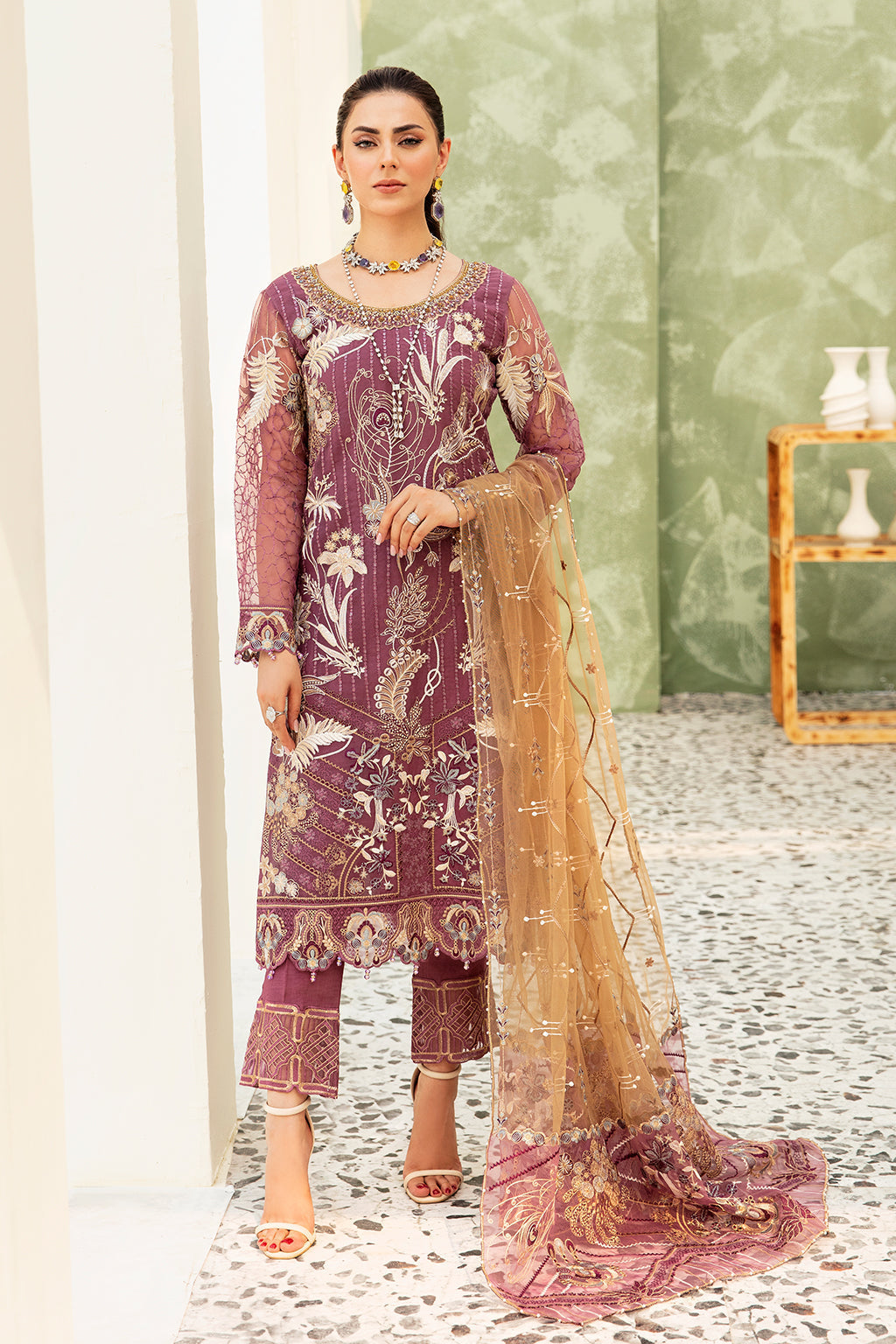Ramsha | Minhal Organza Collection | M-910 - by - Libasekhas UK - Registered Vendor of : Ramsha - 100% Original Designer Dresss