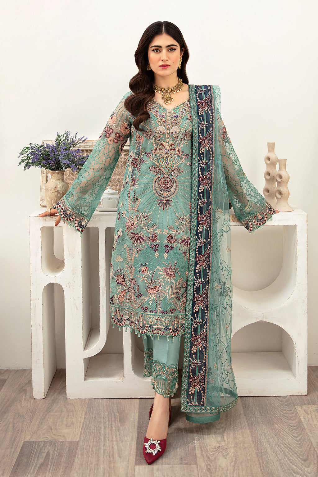 Ramsha | Minhal Organza Collection | M-1001 - by - Libasekhas UK - Registered Vendor of : Ramsha - 100% Original Designer Dresss