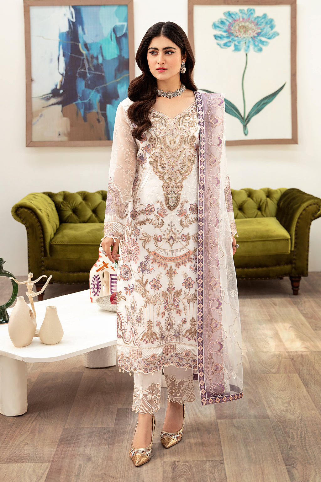 Ramsha | Minhal Organza Collection | M-1002 - by - Libasekhas UK - Registered Vendor of : Ramsha - 100% Original Designer Dresss