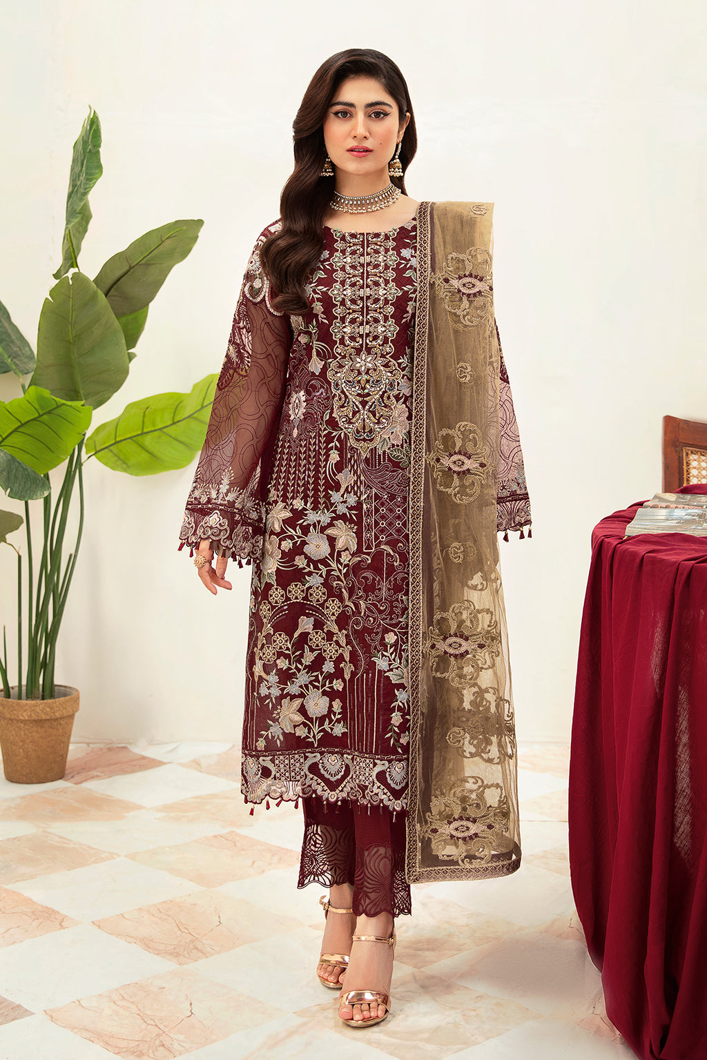 Ramsha | Minhal Organza Collection | M-1003 - by - Libasekhas UK - Registered Vendor of : Ramsha - 100% Original Designer Dresss