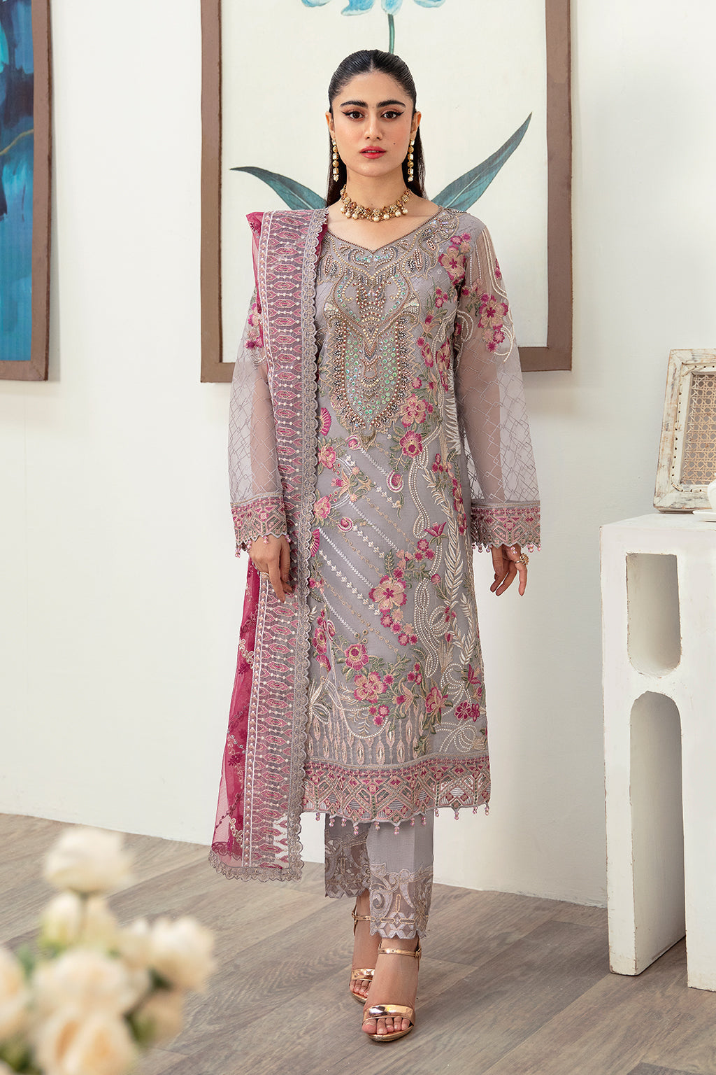 Ramsha | Minhal Organza Collection | M-1008 - by - Libasekhas UK - Registered Vendor of : Ramsha - 100% Original Designer Dresss