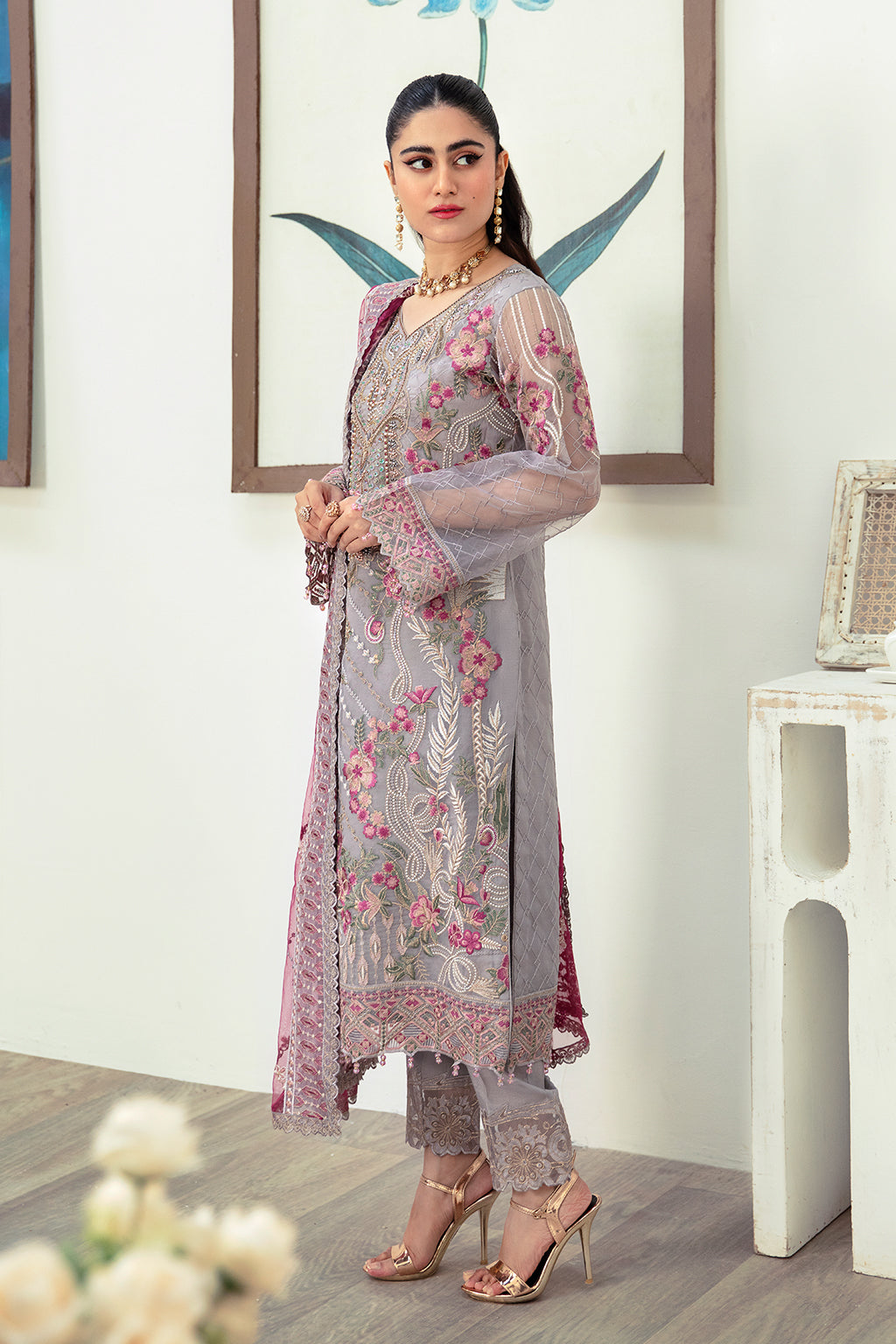 Ramsha | Minhal Organza Collection | M-1008 - by - Libasekhas UK - Registered Vendor of : Ramsha - 100% Original Designer Dresss